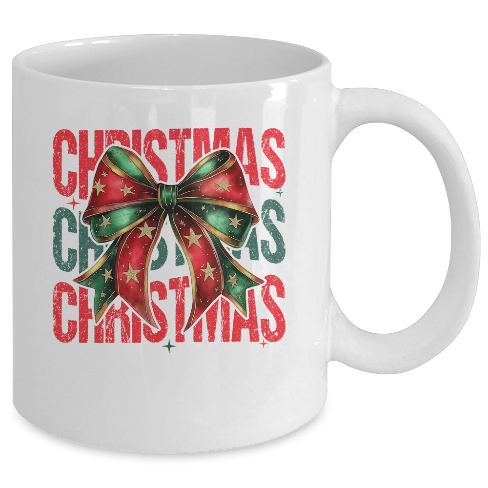Christmas Coquette Bow Retro Christmas Season Girls Women Mug | siriusteestore