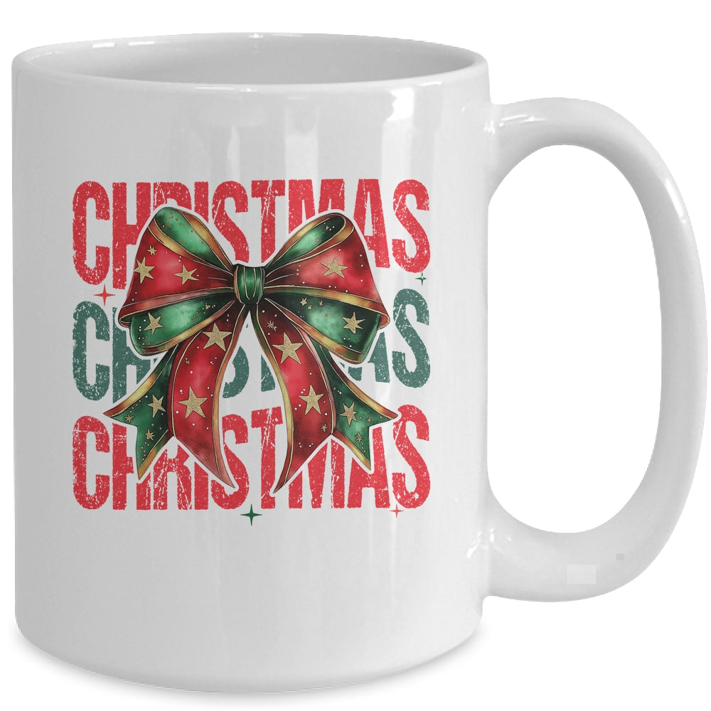 Christmas Coquette Bow Retro Christmas Season Girls Women Mug | siriusteestore