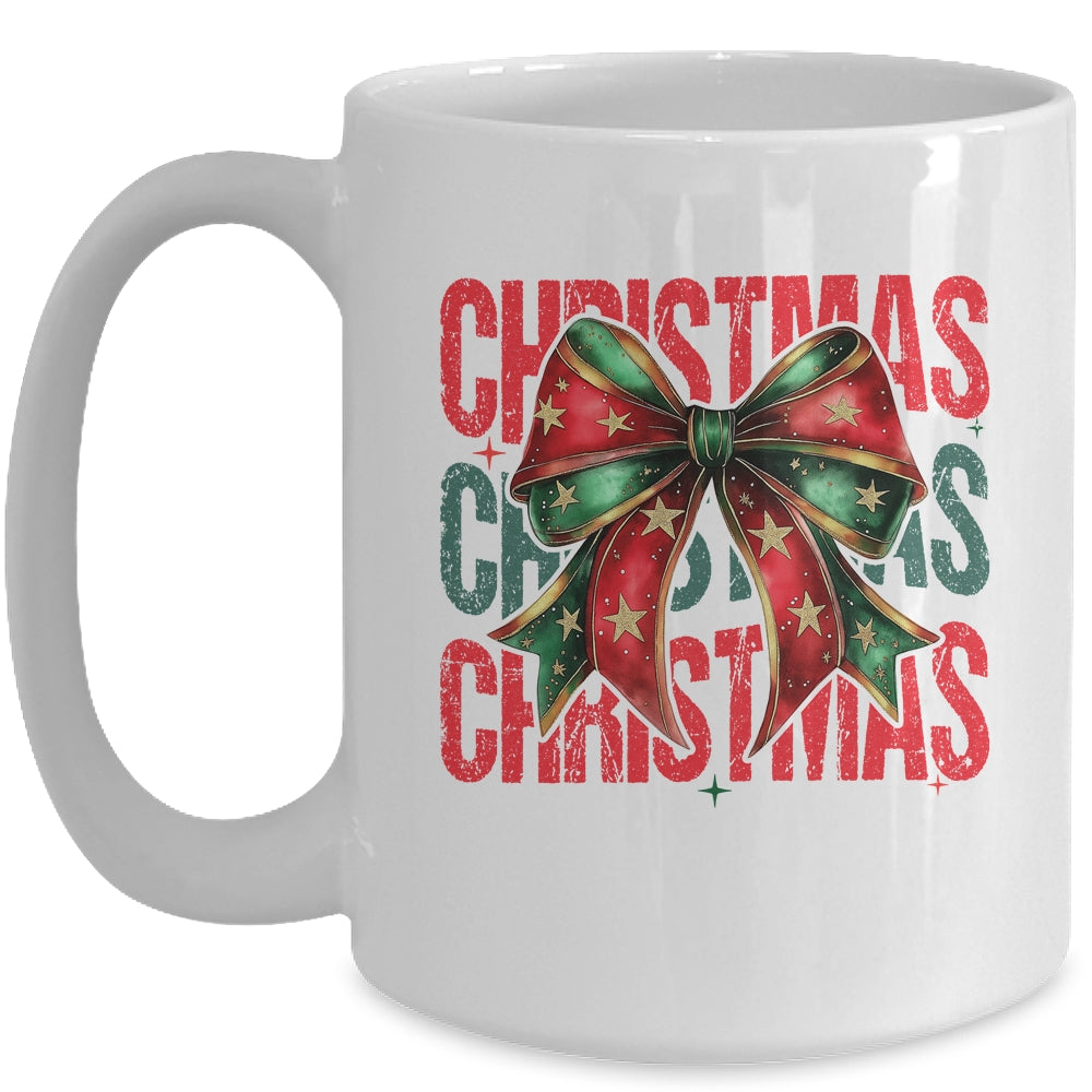 Christmas Coquette Bow Retro Christmas Season Girls Women Mug | siriusteestore