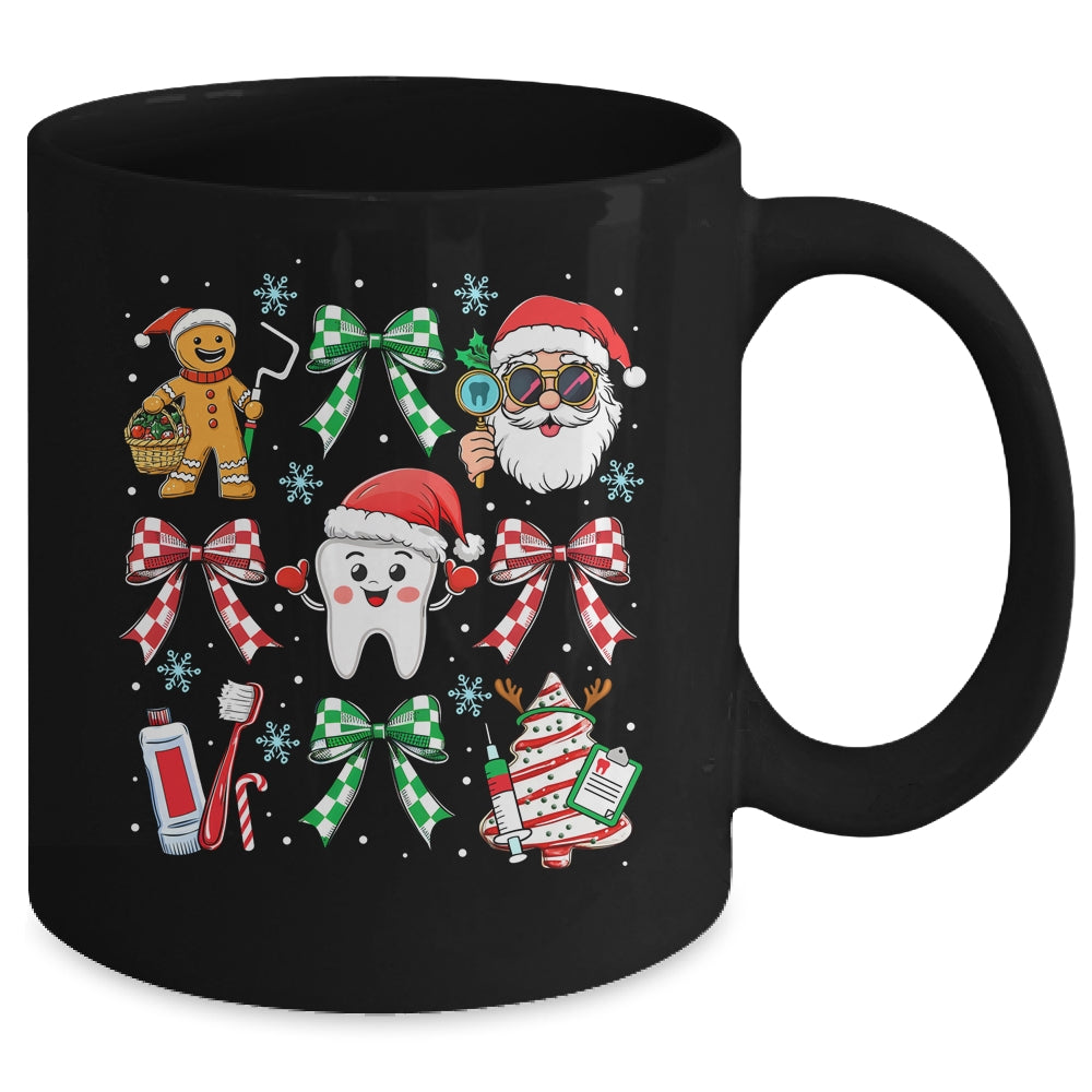 Christmas Dental Squad Crew Dentist Assistant Bow Coquette Mug | siriusteestore