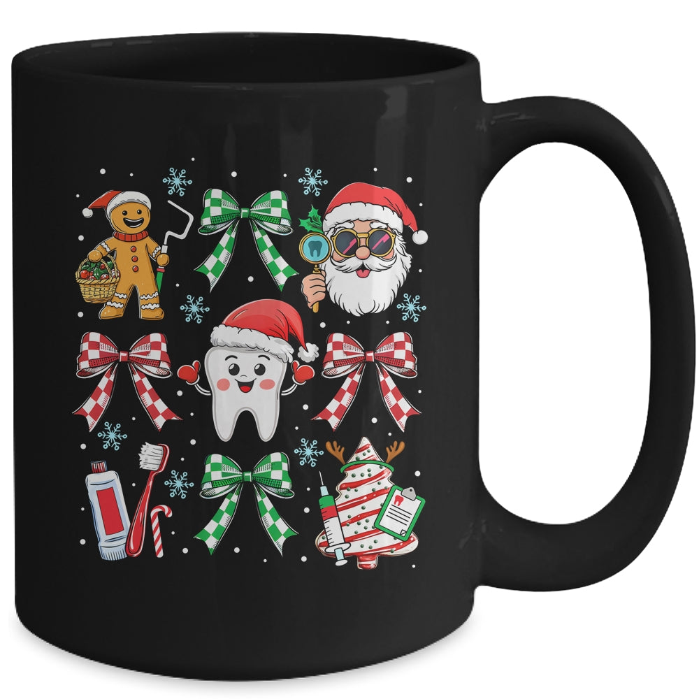 Christmas Dental Squad Crew Dentist Assistant Bow Coquette Mug | siriusteestore