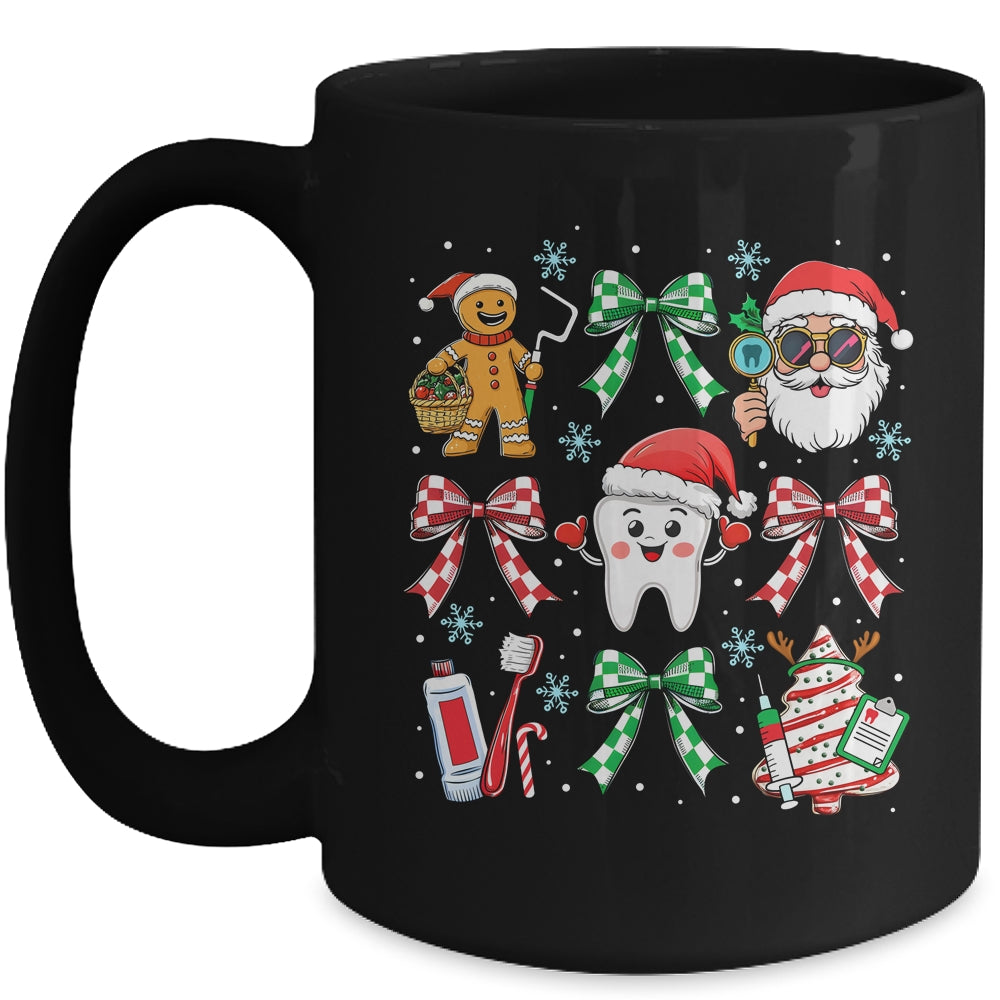 Christmas Dental Squad Crew Dentist Assistant Bow Coquette Mug | siriusteestore
