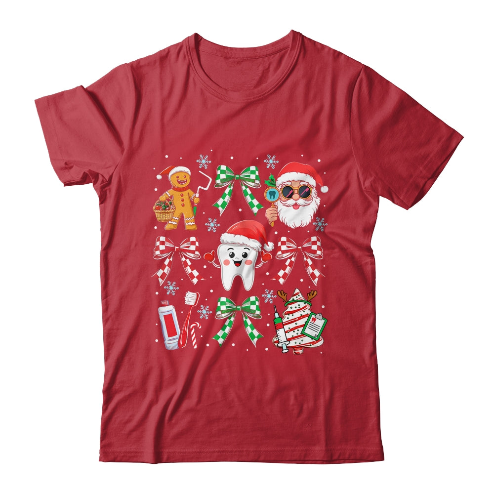 Christmas Dental Squad Crew Dentist Assistant Bow Coquette Shirt & Sweatshirt | siriusteestore