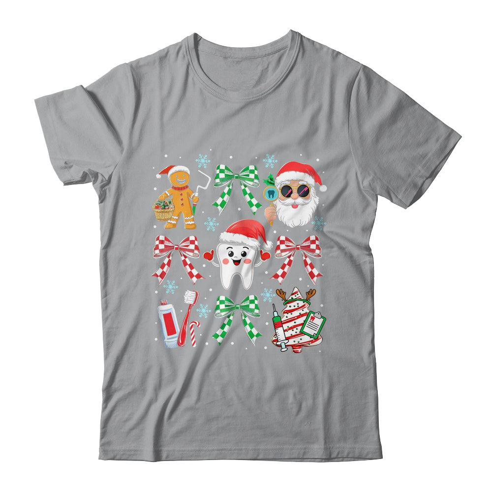 Christmas Dental Squad Crew Dentist Assistant Bow Coquette Shirt & Sweatshirt | siriusteestore