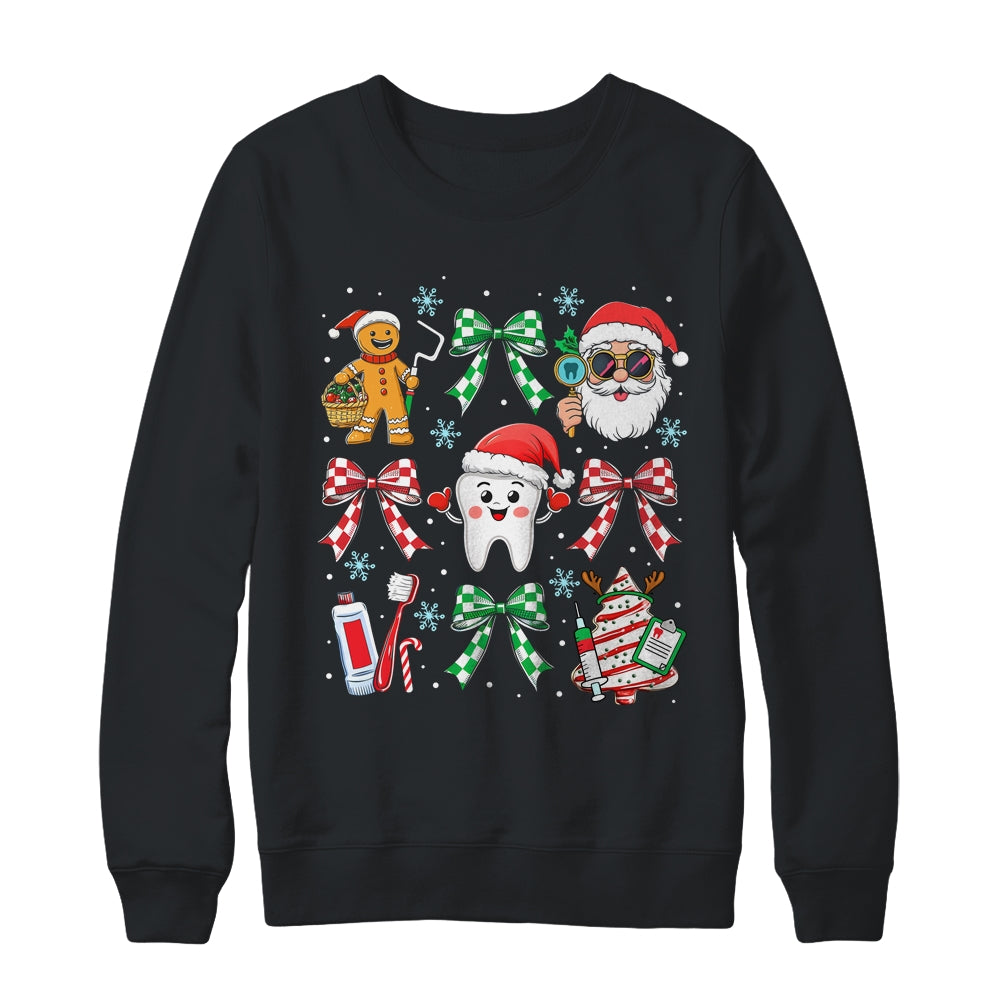 Christmas Dental Squad Crew Dentist Assistant Bow Coquette Shirt & Sweatshirt | siriusteestore