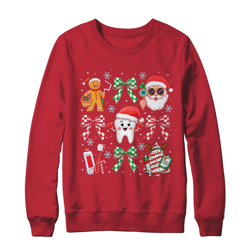 Christmas Dental Squad Crew Dentist Assistant Bow Coquette Shirt & Sweatshirt | siriusteestore