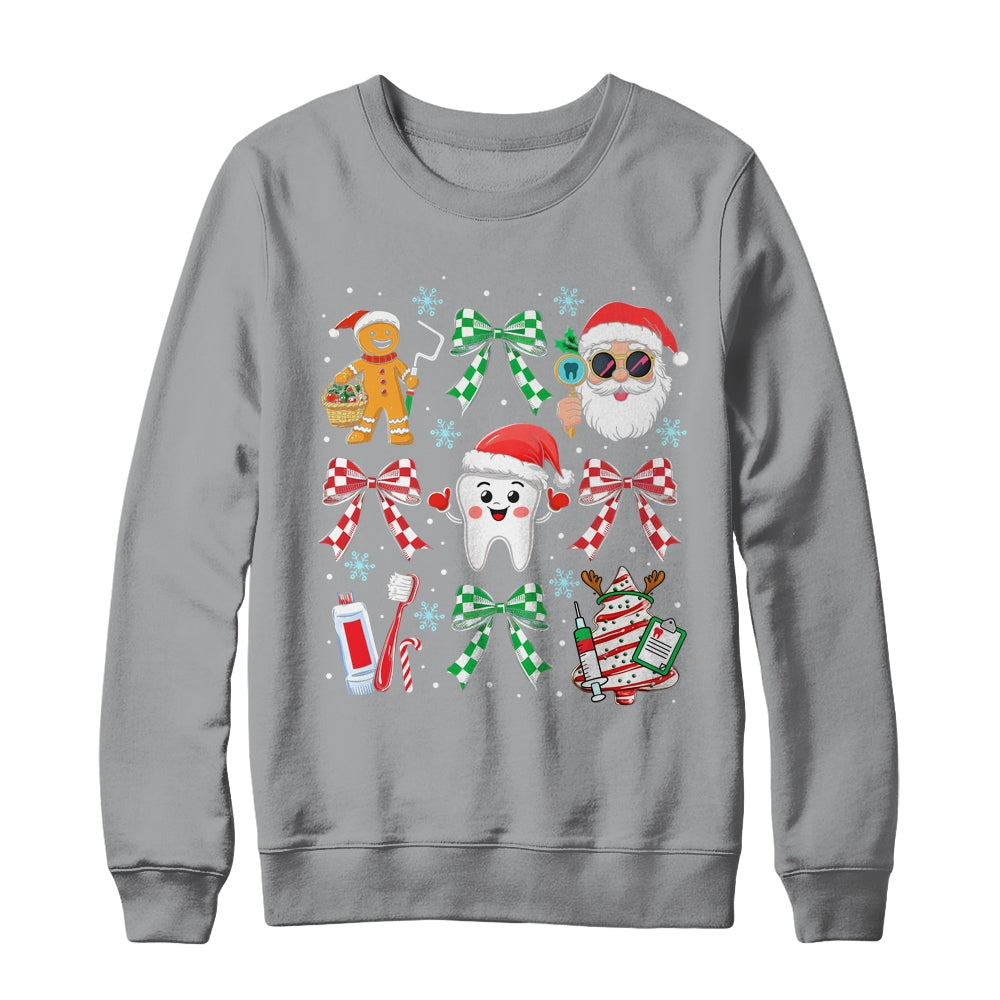 Christmas Dental Squad Crew Dentist Assistant Bow Coquette Shirt & Sweatshirt | siriusteestore