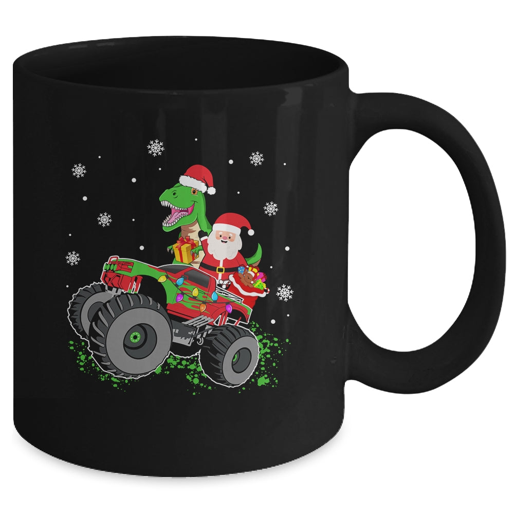 Christmas Family Matching Santa Truck Dinosaur Boys Kids Mug | siriusteestore