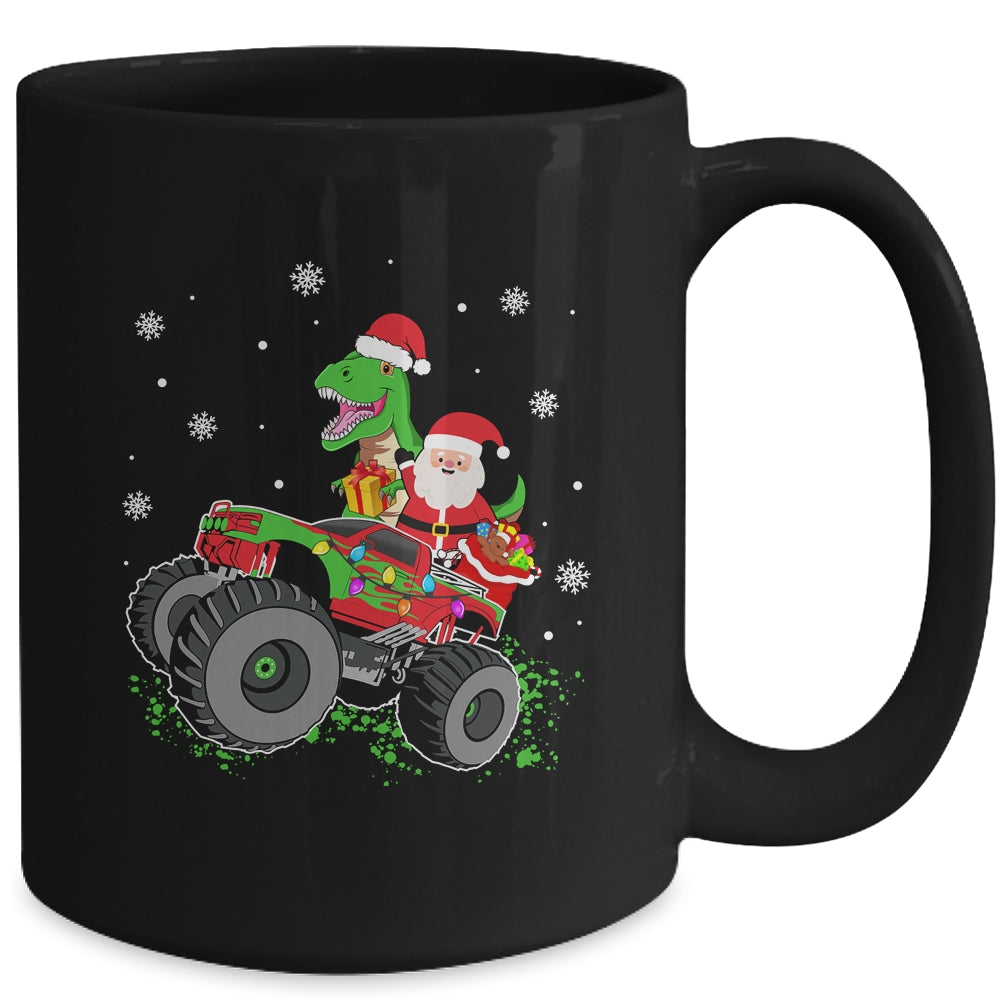 Christmas Family Matching Santa Truck Dinosaur Boys Kids Mug | siriusteestore