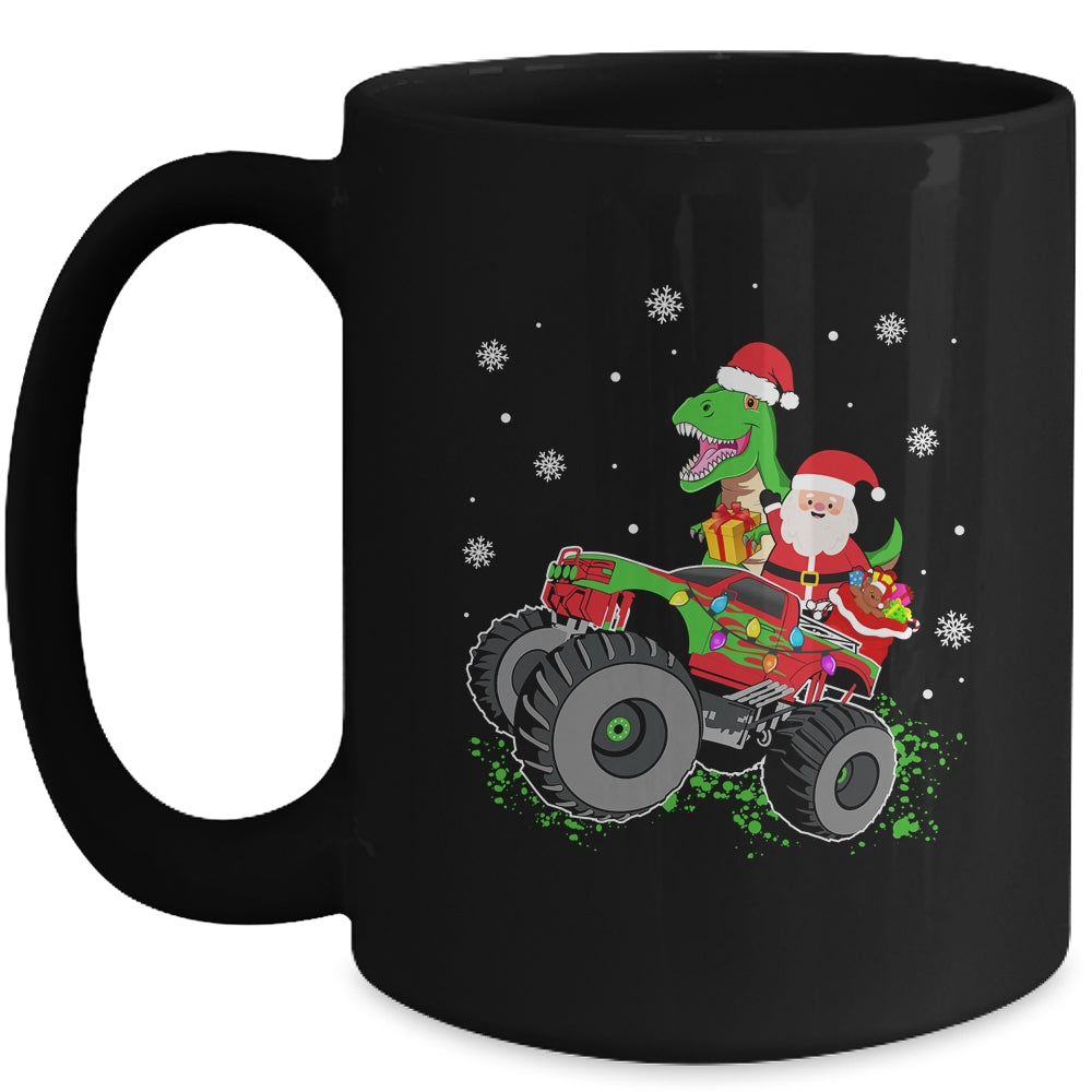 Christmas Family Matching Santa Truck Dinosaur Boys Kids Mug | siriusteestore