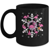 Christmas Flamingo Santa Hat Xmas Lights Flamingo Snowflakes Mug | siriusteestore