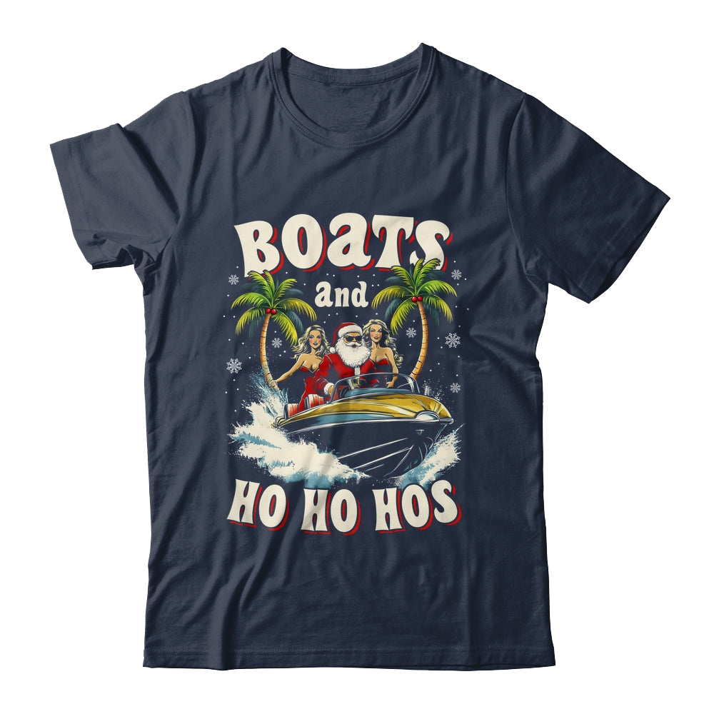 Christmas Funny Santa Boats And Ho Ho Hos Boat Captain Men Shirt & Sweatshirt | siriusteestore