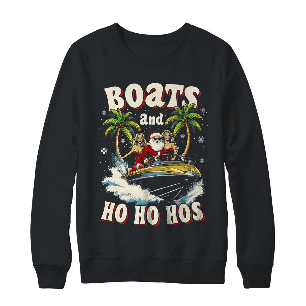 Christmas Funny Santa Boats And Ho Ho Hos Boat Captain Men Shirt & Sweatshirt | siriusteestore