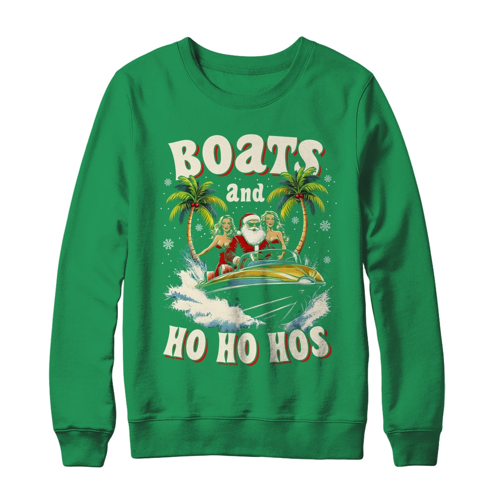 Christmas Funny Santa Boats And Ho Ho Hos Boat Captain Men Shirt & Sweatshirt | siriusteestore