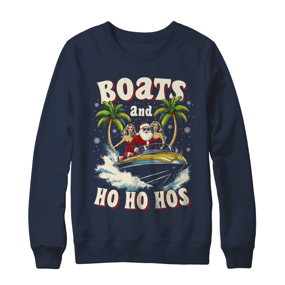 Christmas Funny Santa Boats And Ho Ho Hos Boat Captain Men Shirt & Sweatshirt | siriusteestore