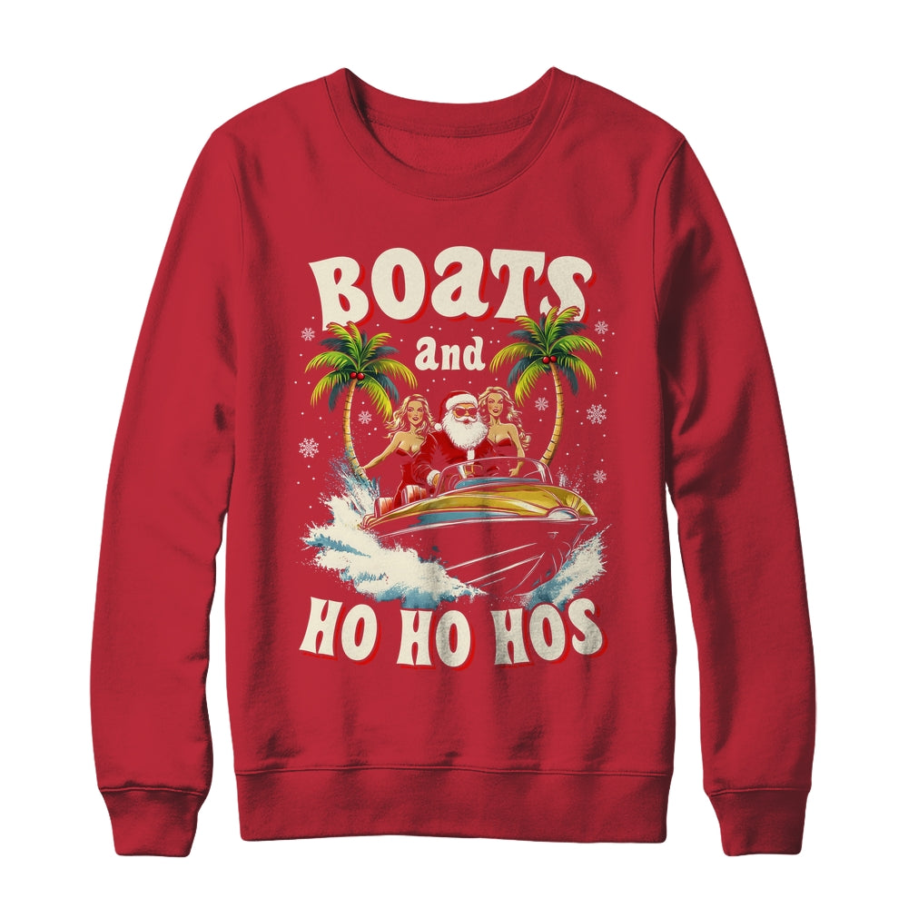 Christmas Funny Santa Boats And Ho Ho Hos Boat Captain Men Shirt & Sweatshirt | siriusteestore