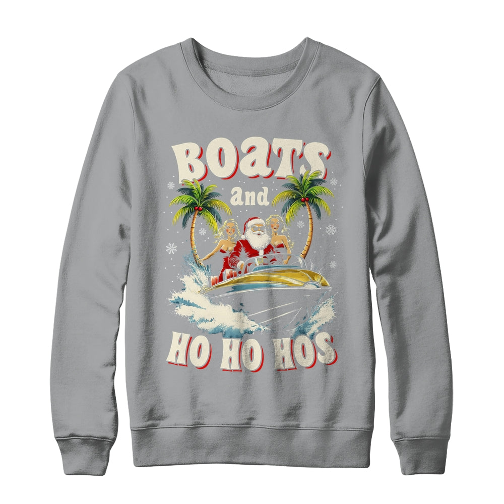 Christmas Funny Santa Boats And Ho Ho Hos Boat Captain Men Shirt & Sweatshirt | siriusteestore