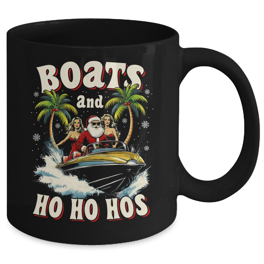 Christmas Funny Santa Boats And Ho Ho Hos Boat Captain Men Mug | siriusteestore