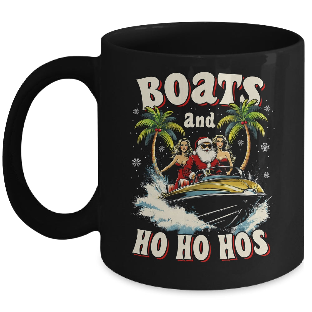 Christmas Funny Santa Boats And Ho Ho Hos Boat Captain Men Mug | siriusteestore