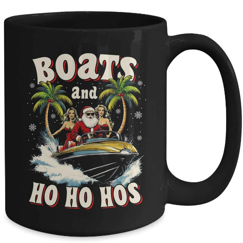 Christmas Funny Santa Boats And Ho Ho Hos Boat Captain Men Mug | siriusteestore