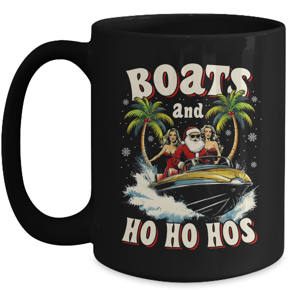 Christmas Funny Santa Boats And Ho Ho Hos Boat Captain Men Mug | siriusteestore