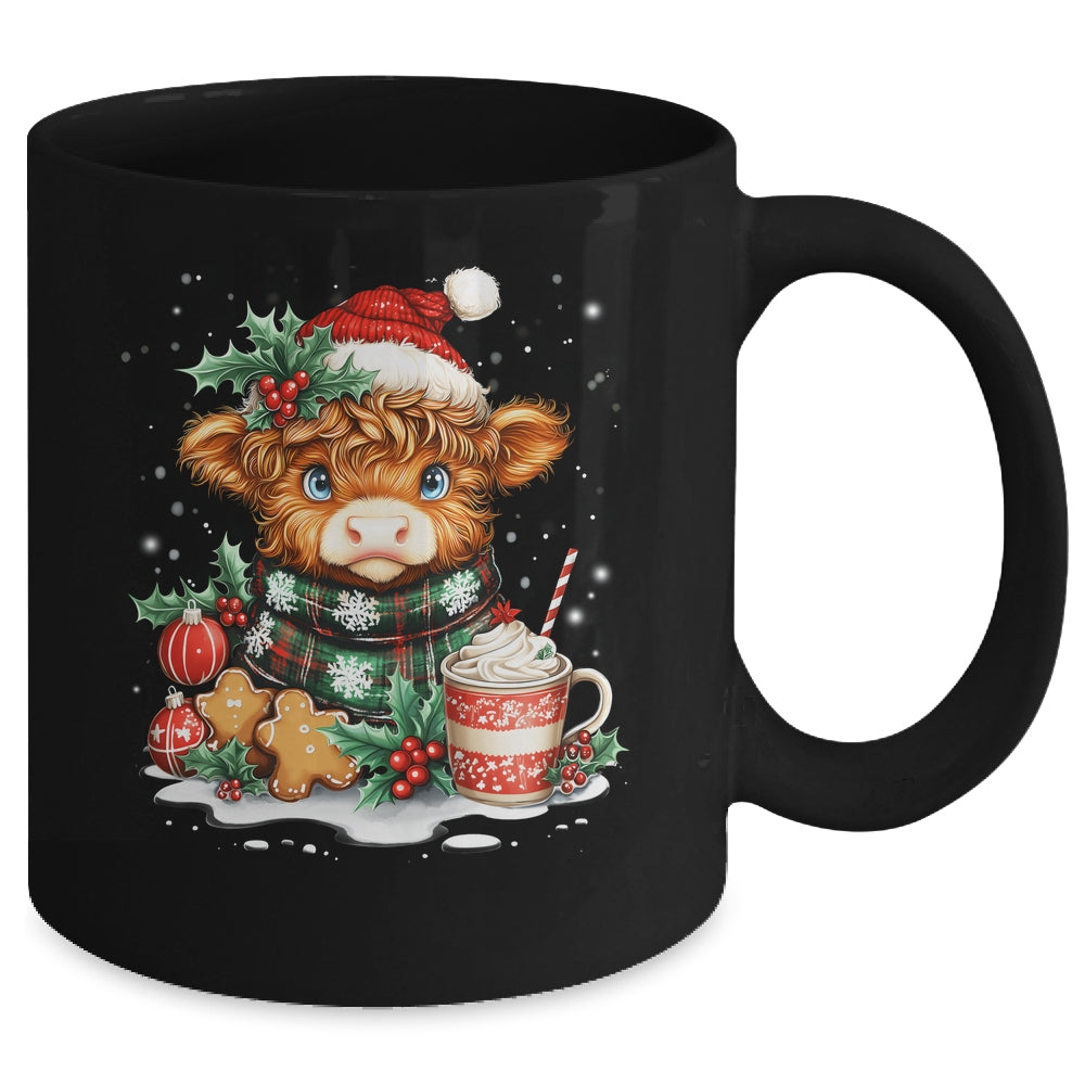 Christmas Highland Cow Cute Cow Lover Santa Hat Xmas Women Mug | siriusteestore