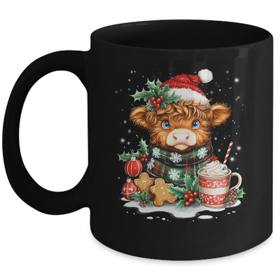 Christmas Highland Cow Cute Cow Lover Santa Hat Xmas Women Mug | siriusteestore