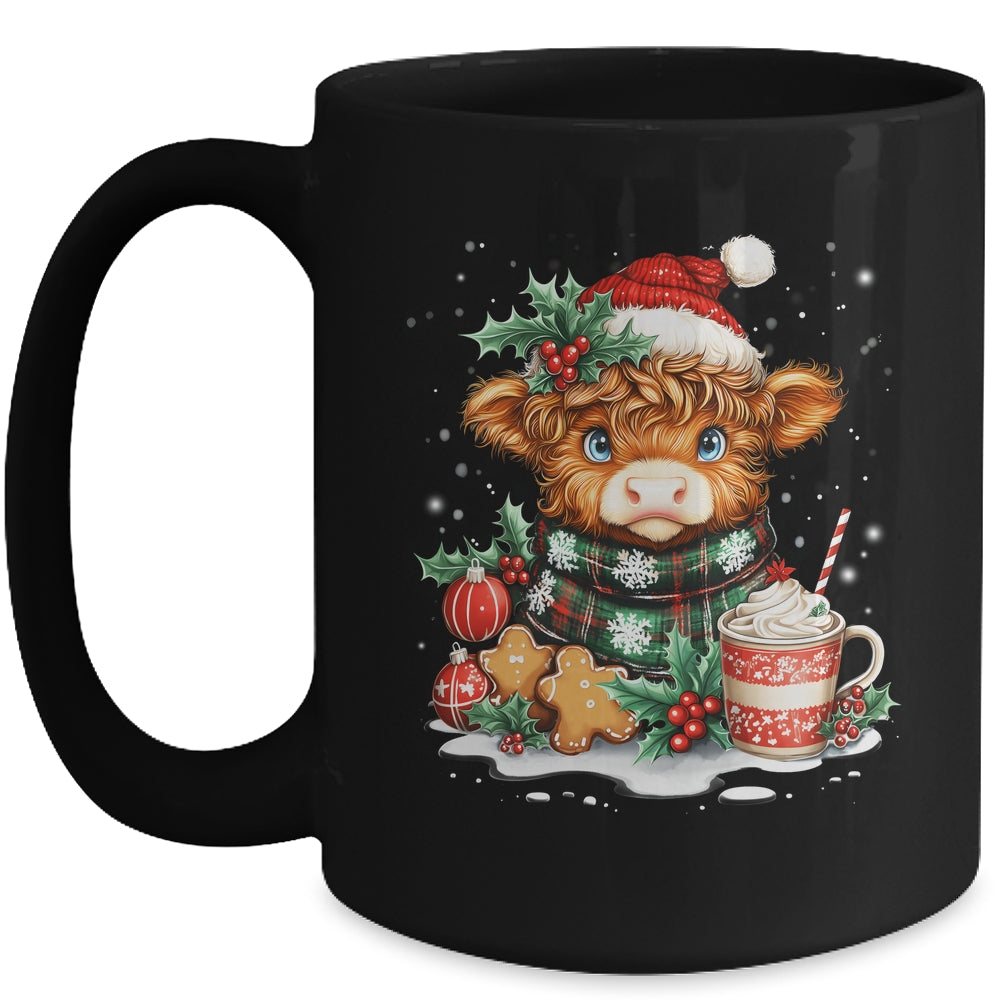 Christmas Highland Cow Cute Cow Lover Santa Hat Xmas Women Mug | siriusteestore
