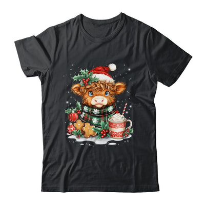 Christmas Highland Cow Cute Cow Lover Santa Hat Xmas Women Shirt & Sweatshirt | siriusteestore