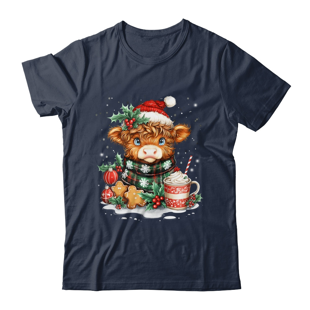 Christmas Highland Cow Cute Cow Lover Santa Hat Xmas Women Shirt & Sweatshirt | siriusteestore