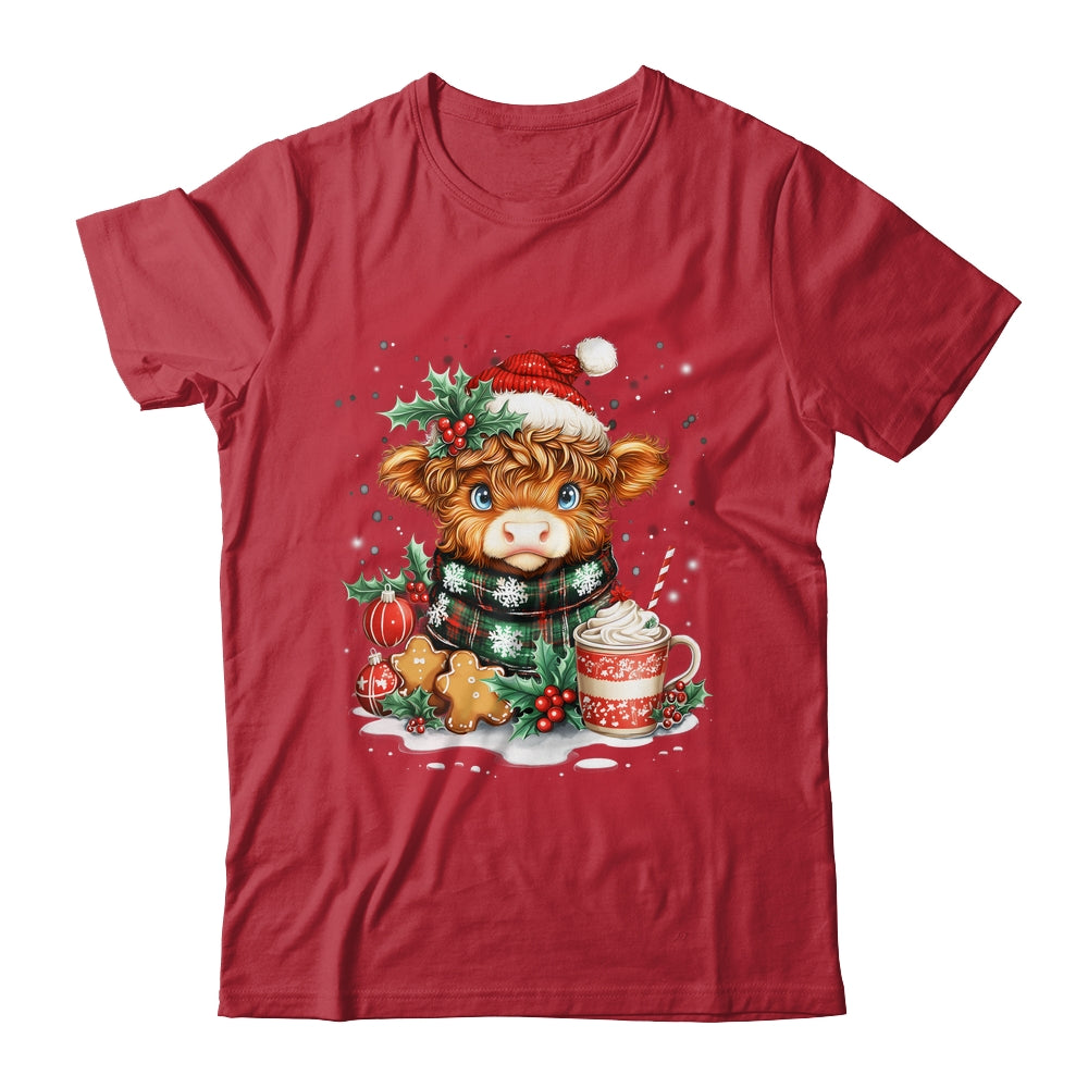 Christmas Highland Cow Cute Cow Lover Santa Hat Xmas Women Shirt & Sweatshirt | siriusteestore