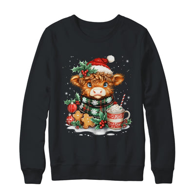 Christmas Highland Cow Cute Cow Lover Santa Hat Xmas Women Shirt & Sweatshirt | siriusteestore