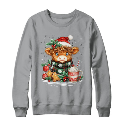 Christmas Highland Cow Cute Cow Lover Santa Hat Xmas Women Shirt & Sweatshirt | siriusteestore