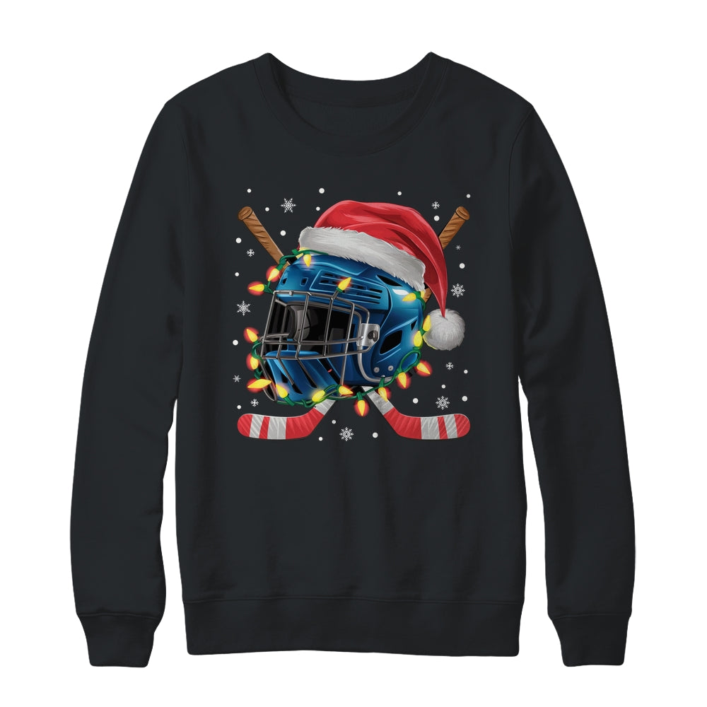 Christmas Ice Hockey Helmet Santa Xmas Men Boys Kids Teen Shirt & Sweatshirt | siriusteestore