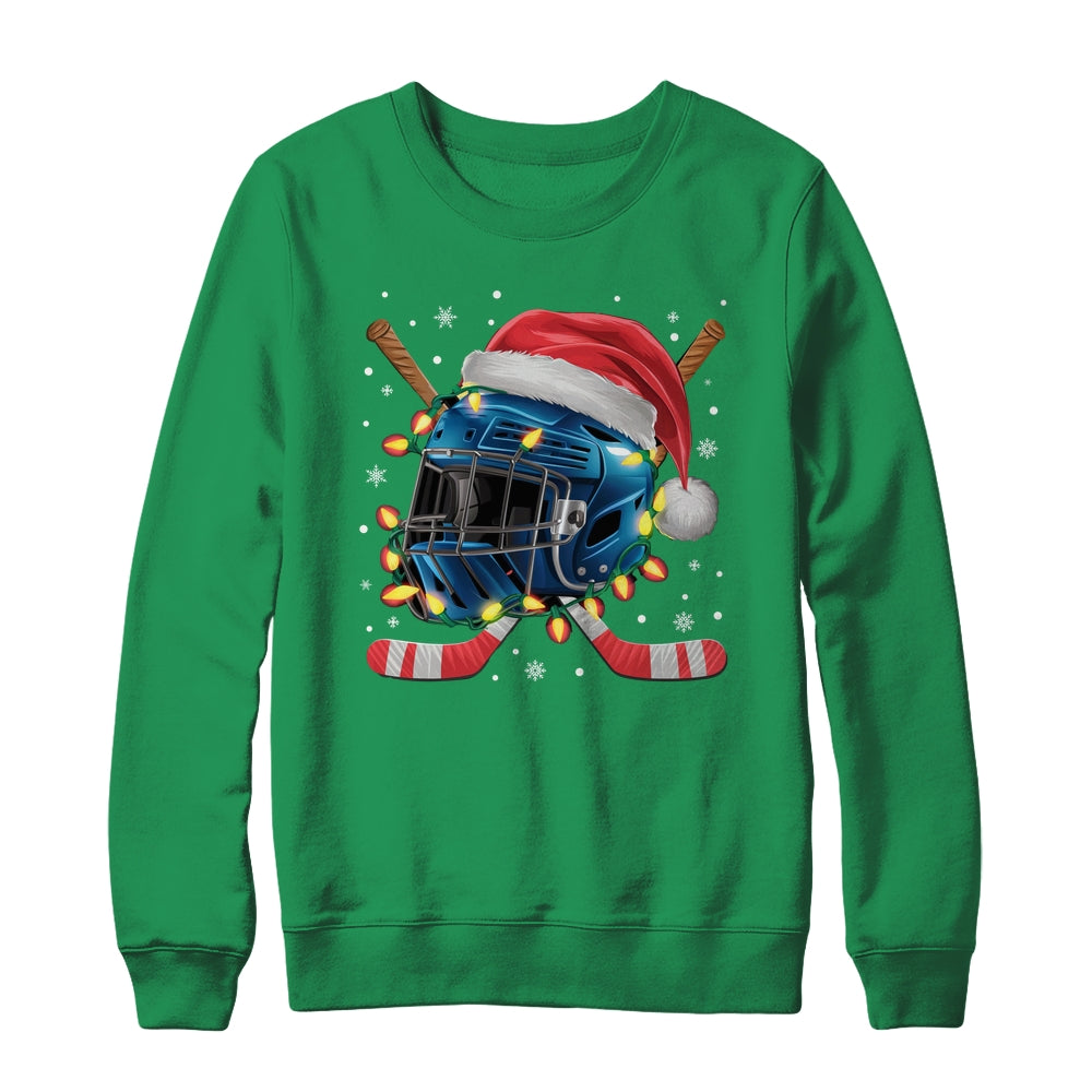 Christmas Ice Hockey Helmet Santa Xmas Men Boys Kids Teen Shirt & Sweatshirt | siriusteestore