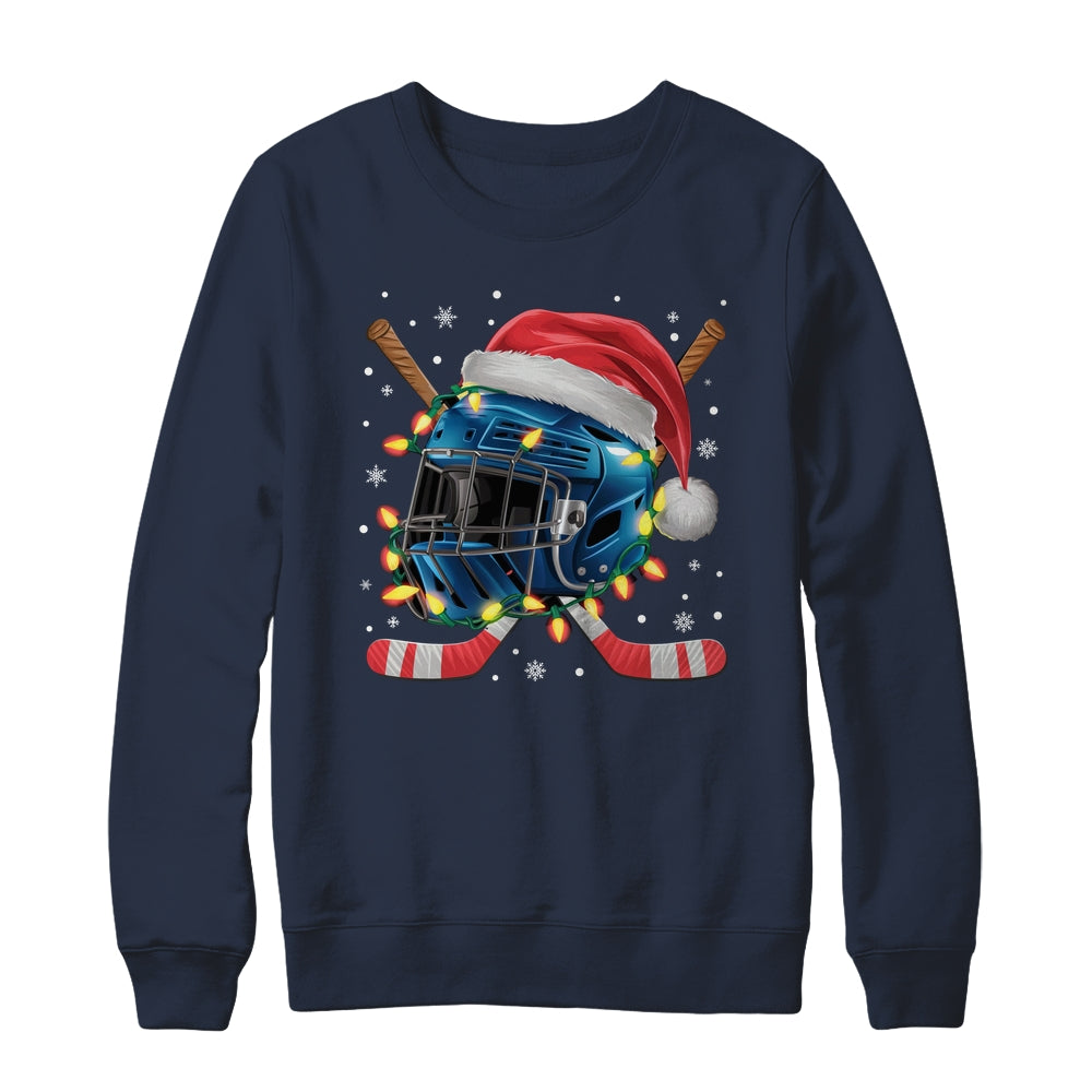 Christmas Ice Hockey Helmet Santa Xmas Men Boys Kids Teen Shirt & Sweatshirt | siriusteestore