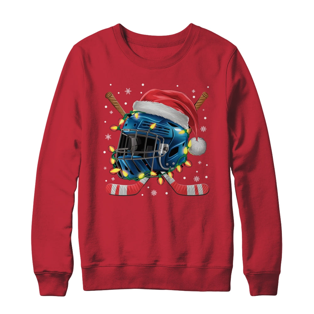 Christmas Ice Hockey Helmet Santa Xmas Men Boys Kids Teen Shirt & Sweatshirt | siriusteestore