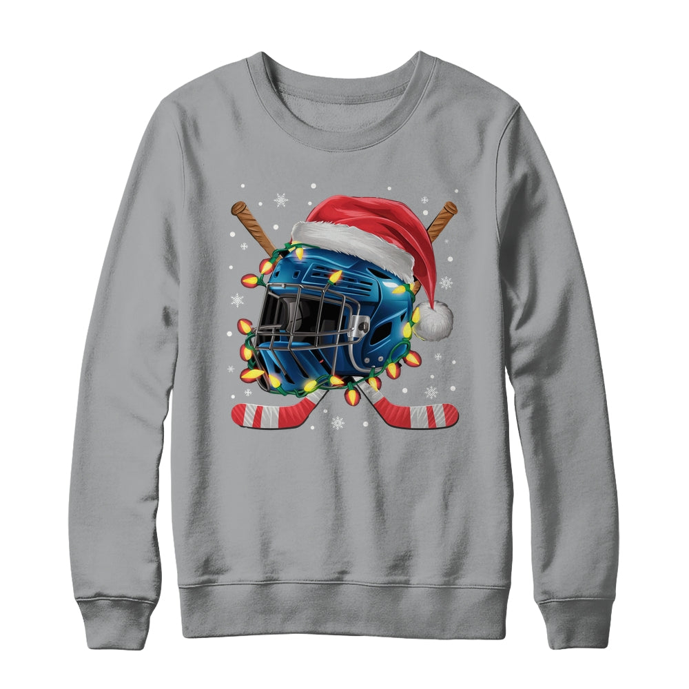 Christmas Ice Hockey Helmet Santa Xmas Men Boys Kids Teen Shirt & Sweatshirt | siriusteestore