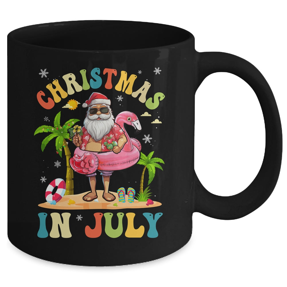 Christmas In July Funny Santa Summer Beach Vacation Trip Mug | siriusteestore