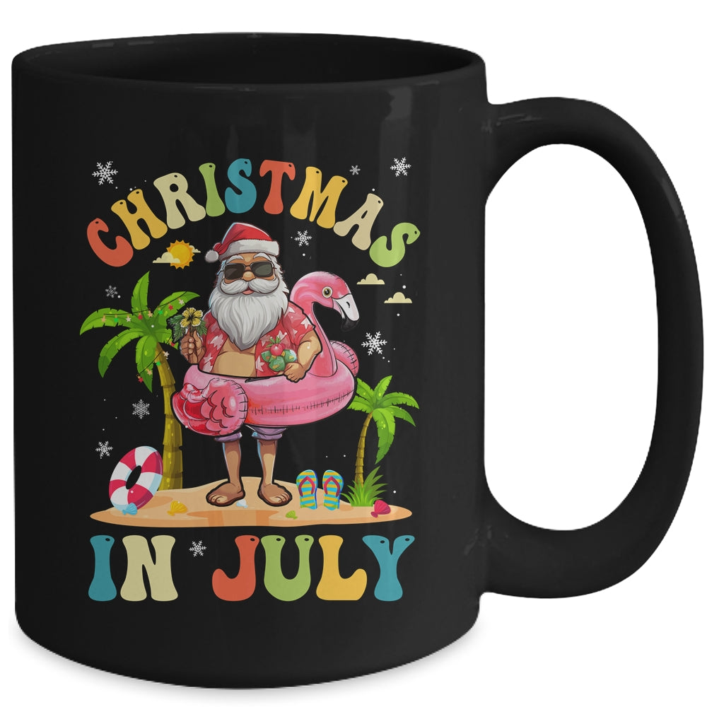 Christmas In July Funny Santa Summer Beach Vacation Trip Mug | siriusteestore