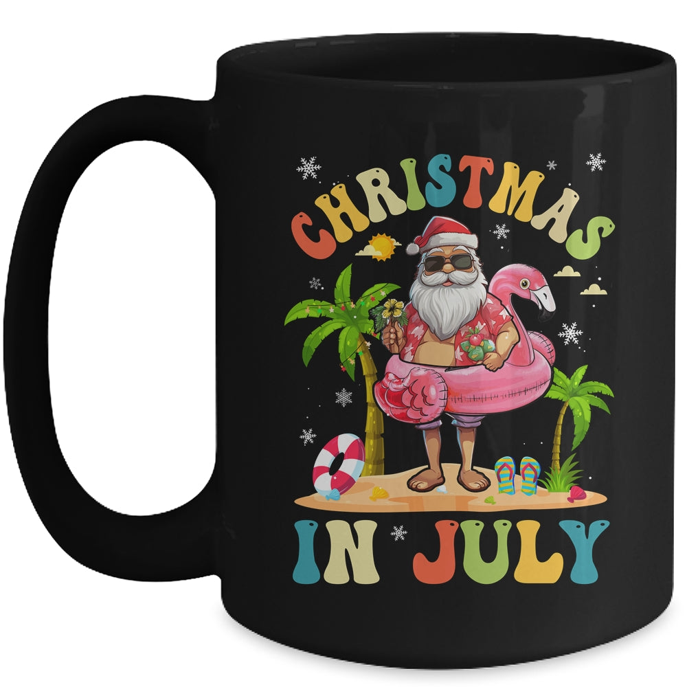 Christmas In July Funny Santa Summer Beach Vacation Trip Mug | siriusteestore