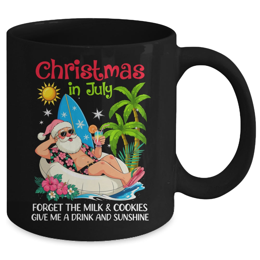 Christmas In July Palm Tree Beach Hawaii Summer Santa Mens Mug | siriusteestore