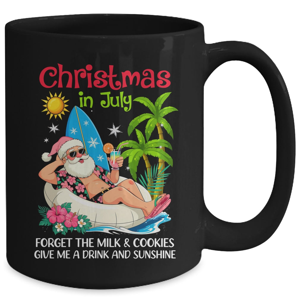 Christmas In July Palm Tree Beach Hawaii Summer Santa Mens Mug | siriusteestore