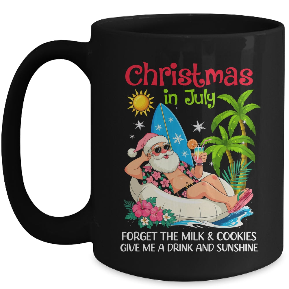 Christmas In July Palm Tree Beach Hawaii Summer Santa Mens Mug | siriusteestore