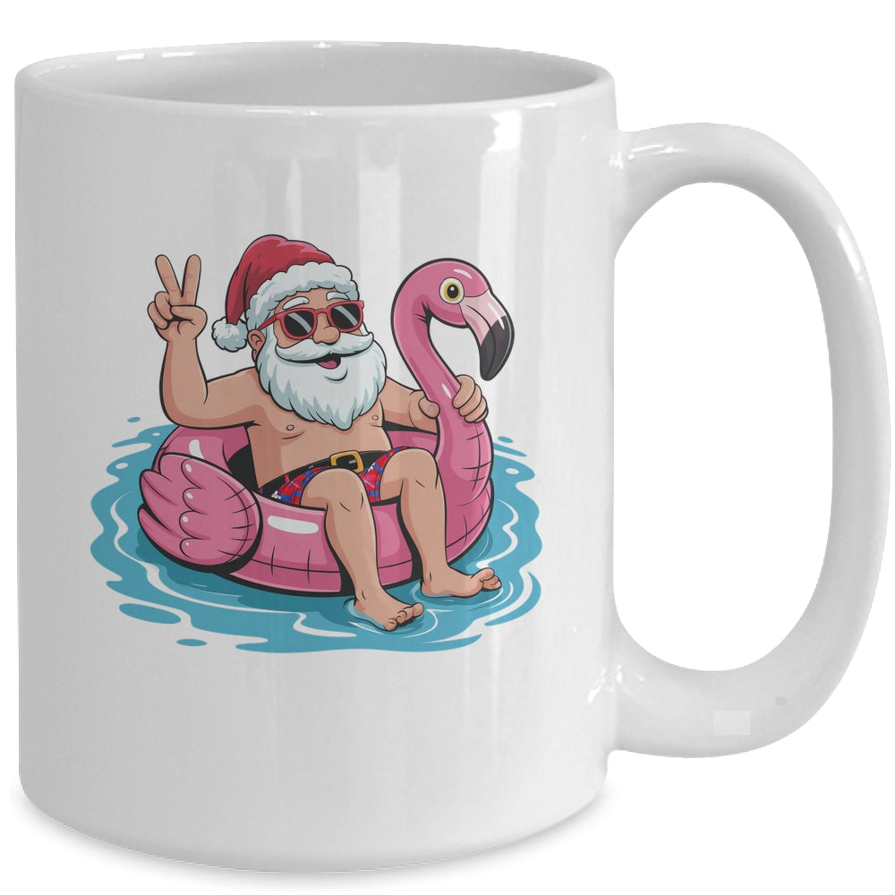 Christmas In July Santa Flamingo Summer Xmas Boys Kids Mug | siriusteestore