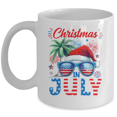 Christmas In July Summer Vacation Hawaii Santa USA Flag Men Mug | siriusteestore