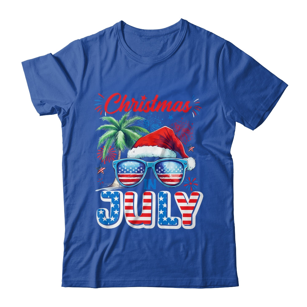 Christmas In July Summer Vacation Hawaii Santa USA Flag Men Shirt & Tank Top | siriusteestore