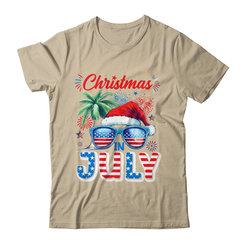 Christmas In July Summer Vacation Hawaii Santa USA Flag Men Shirt & Tank Top | siriusteestore