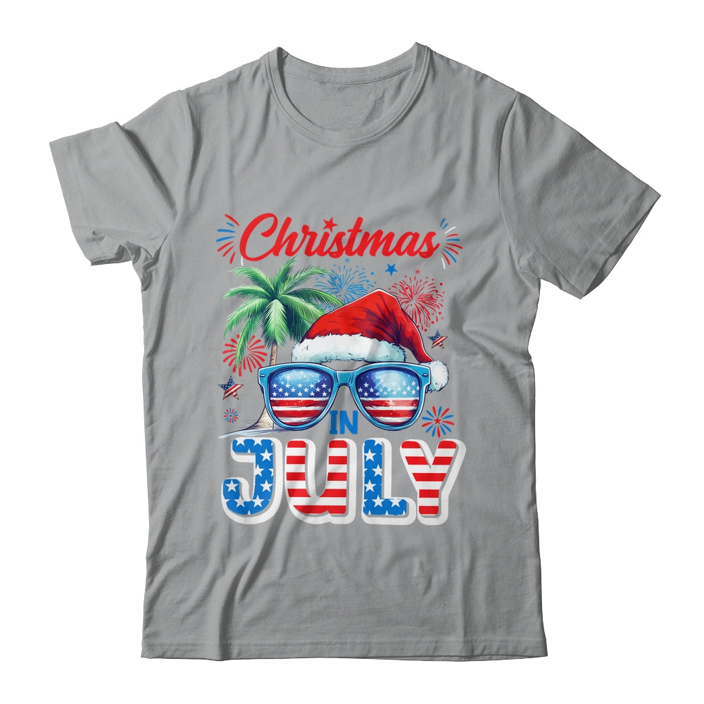 Christmas In July Summer Vacation Hawaii Santa USA Flag Men Shirt & Tank Top | siriusteestore