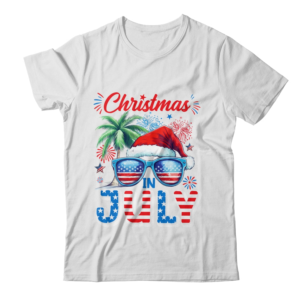Christmas In July Summer Vacation Hawaii Santa USA Flag Men Shirt & Tank Top | siriusteestore